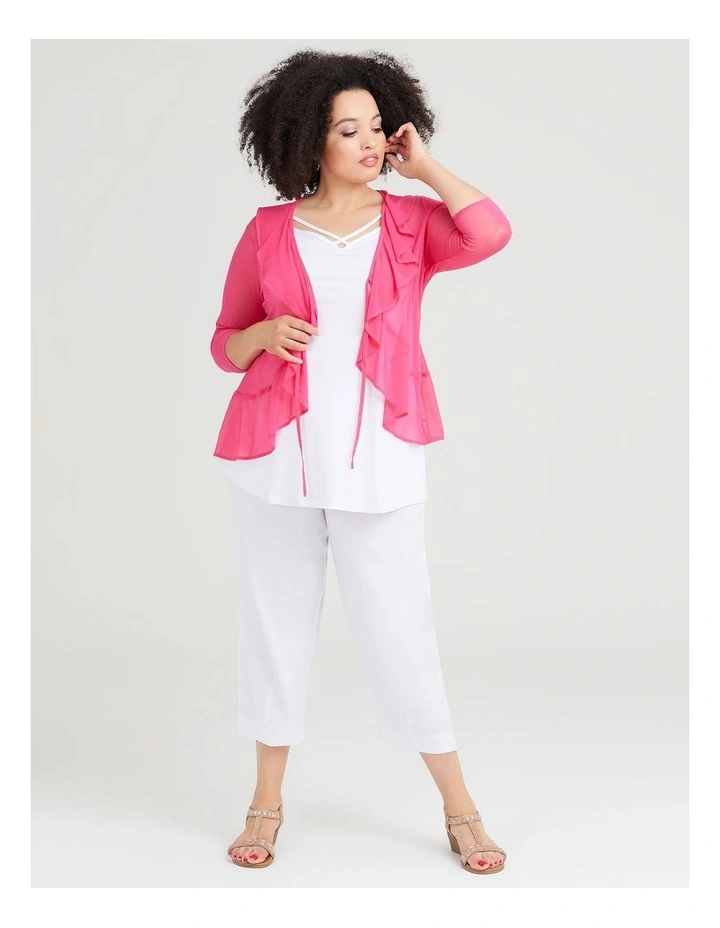 Linen Stretch Ana Crop Pant in White image 3