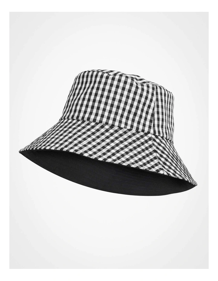 Gingham Reversible Bucket Hat in Black/White image 1