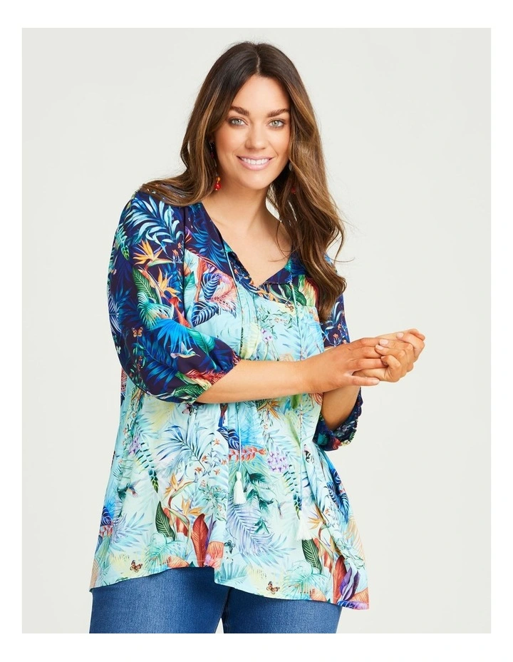 Natural Tropical Spliced Top Print image 3