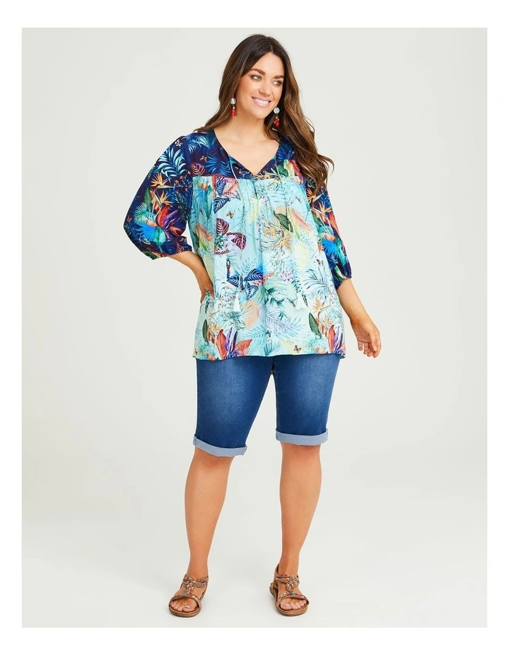 Natural Tropical Spliced Top Print image 4