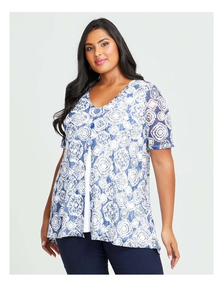 Lace Mesh Layer Top Print image 3