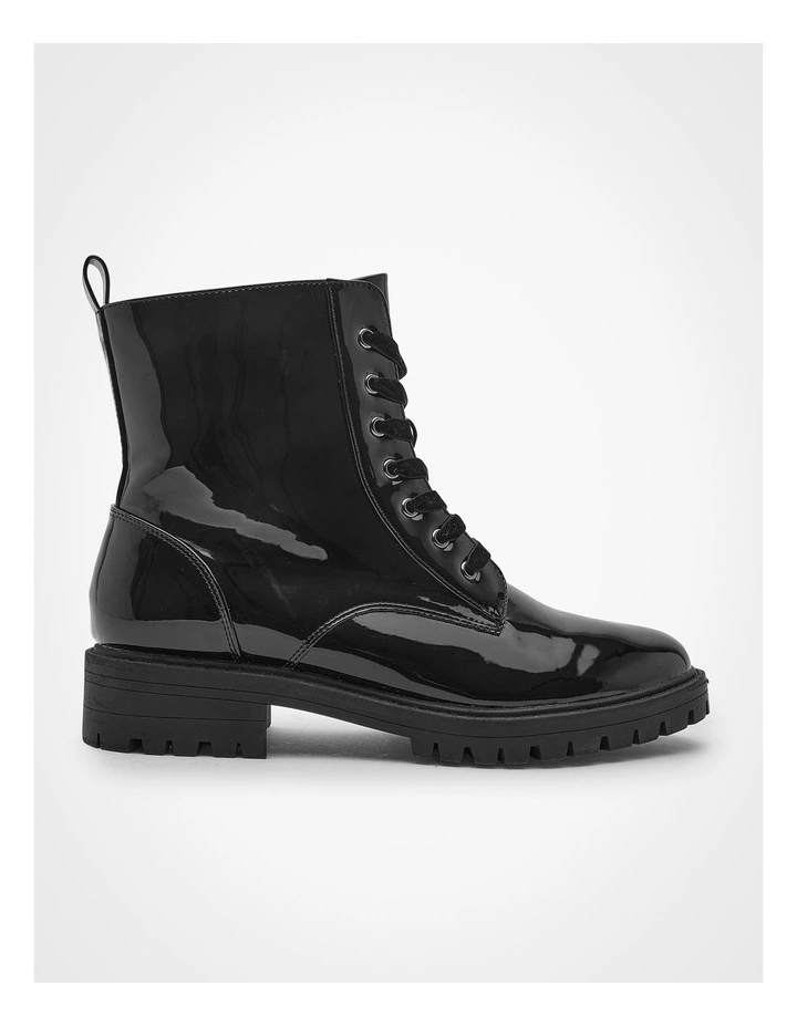 Patent Lace Up Boot Black image 1