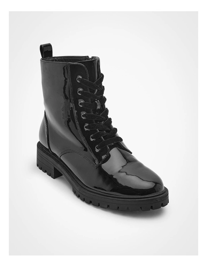Patent Lace Up Boot Black image 3