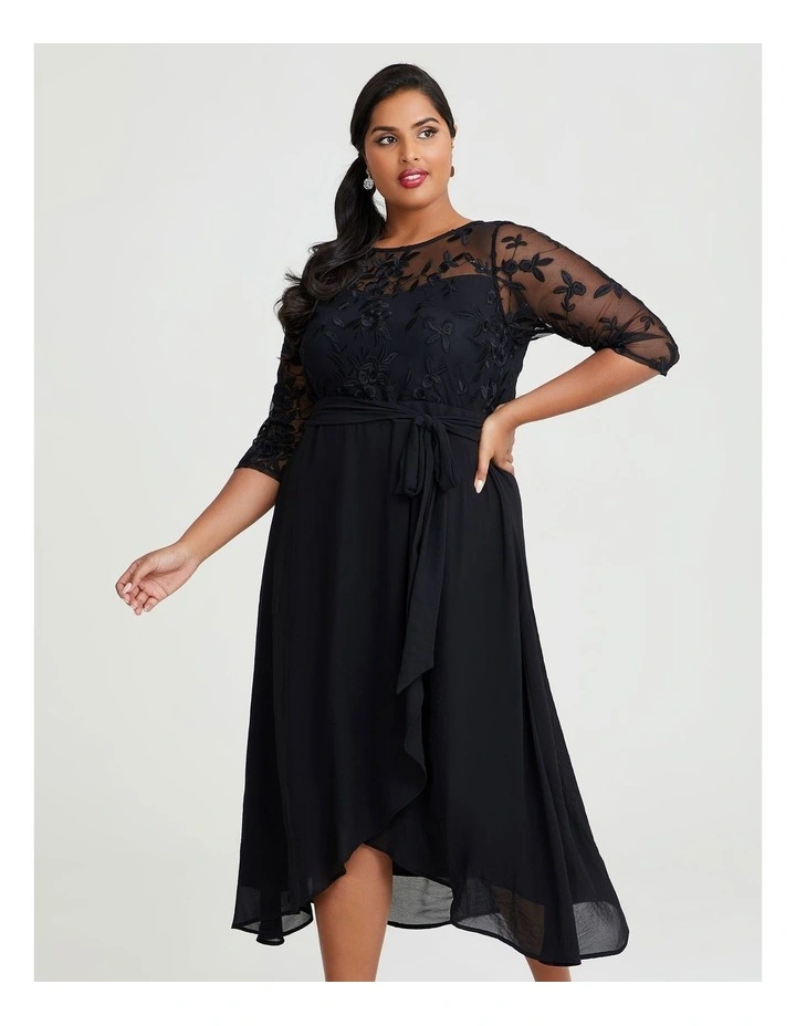 Ivy Lace & Chiffon Cocktail Dress Black image 3