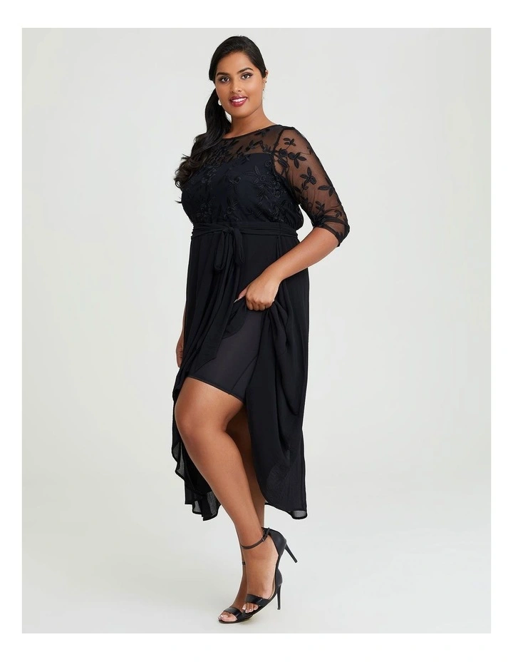 Ivy Lace & Chiffon Cocktail Dress Black image 4