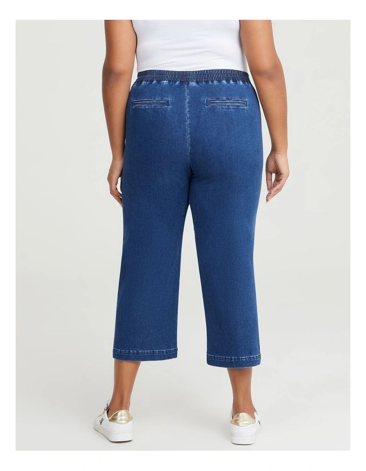 Cotton Wide Leg Pull On Jeans Blue Denim image 2