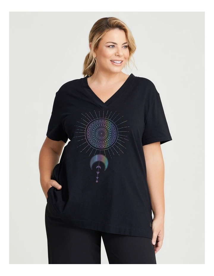 Active Moon Print Top Black image 3