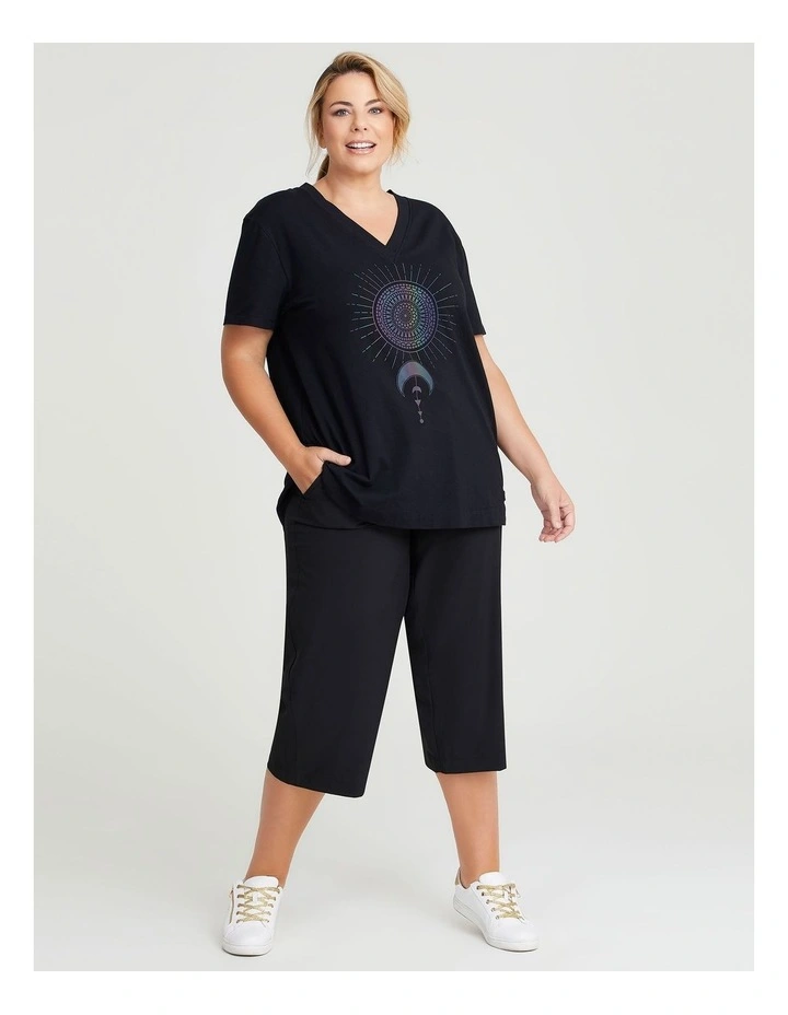 Active Moon Print Top Black image 4