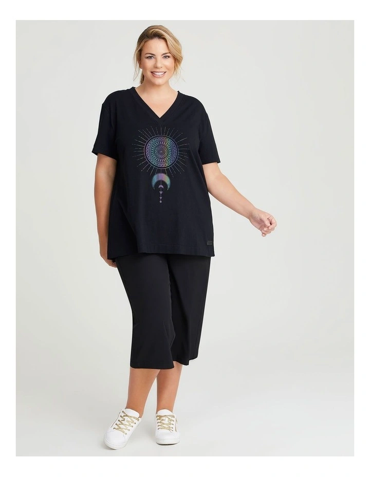 Active Moon Print Top Black image 5