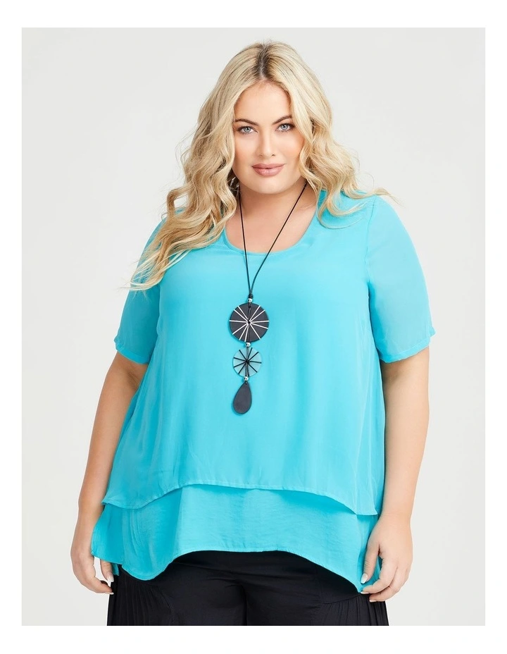 Double Layer Chiffon Luxe Top Tahitian Teal image 1