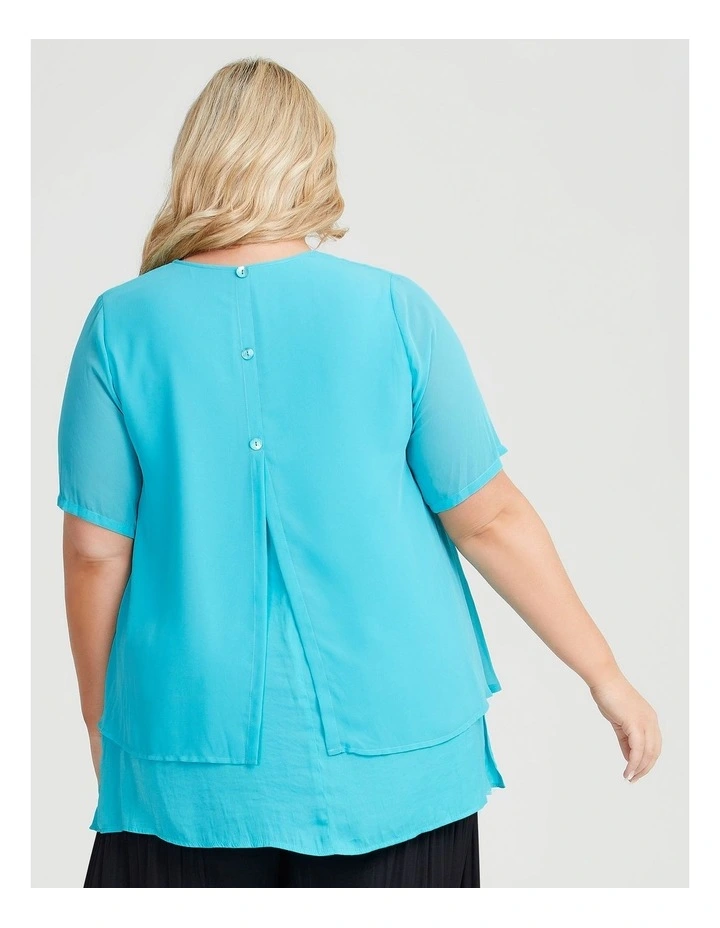 Double Layer Chiffon Luxe Top Tahitian Teal image 2