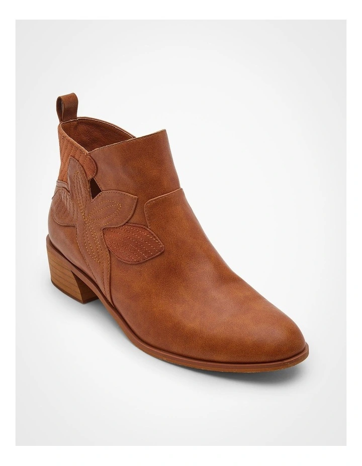 Tan Floral Side Zip Boot Tan image 3