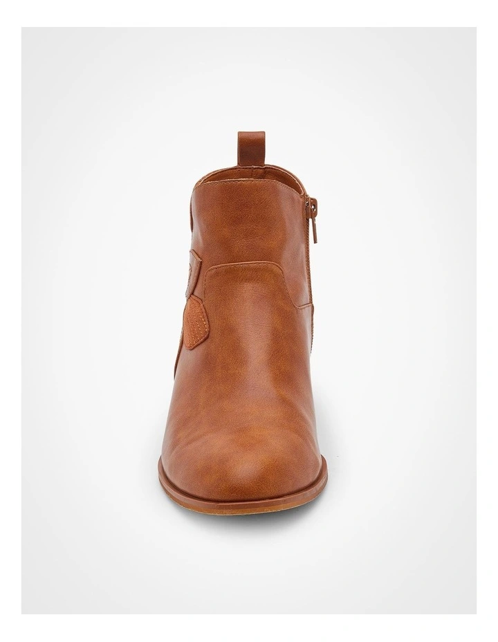 Tan Floral Side Zip Boot Tan image 4