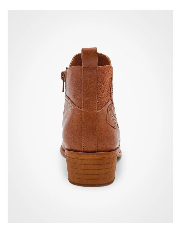 Tan Floral Side Zip Boot Tan image 5