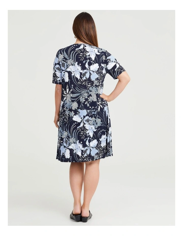 Mosaic Print Dress Dark Indigo Print image 2