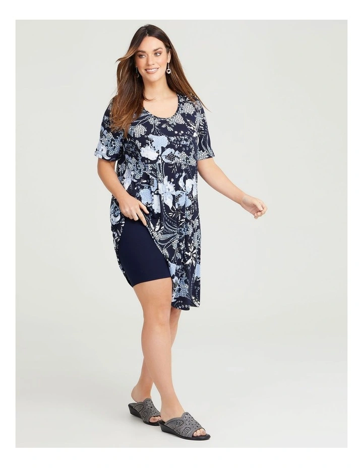 Mosaic Print Dress Dark Indigo Print image 3