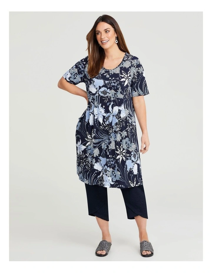 Mosaic Print Dress Dark Indigo Print image 4