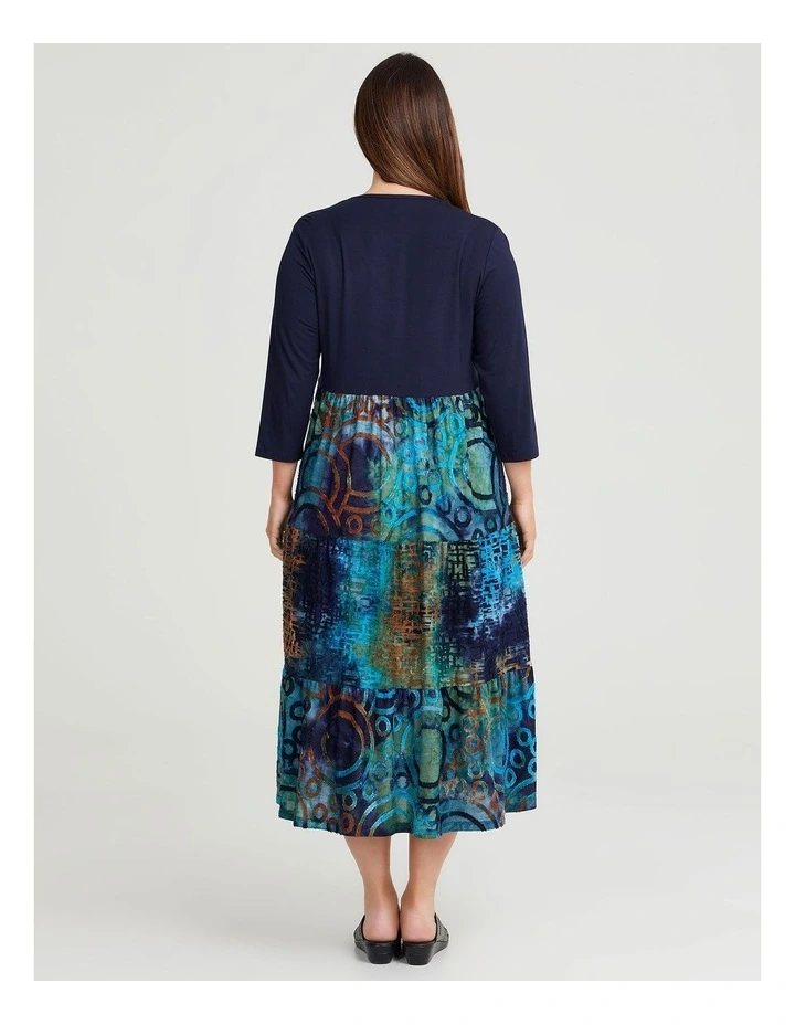 Burnout Tier Maxi Dress Dark Indigo/print image 2