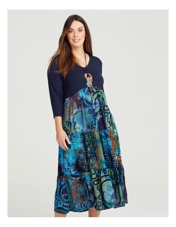 Burnout Tier Maxi Dress Dark Indigo/print image 3