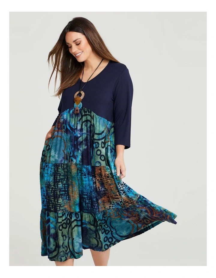 Burnout Tier Maxi Dress Dark Indigo/print image 4