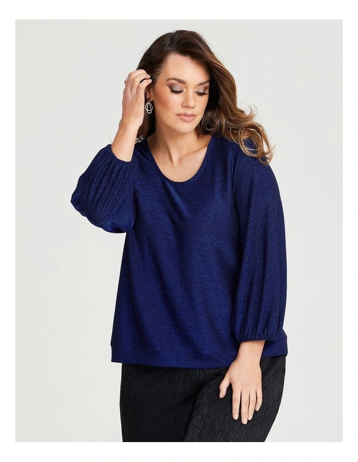 Luxe Sparkle Lurex Top Cobalt image 3