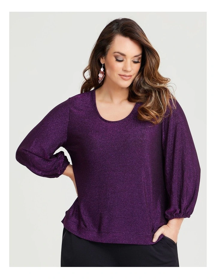 Luxe Sparkle Lurex Top Purple image 3