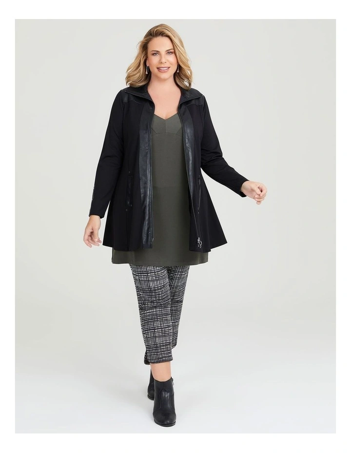 Zip Bamboo & Pleather Jacket in Black image 5