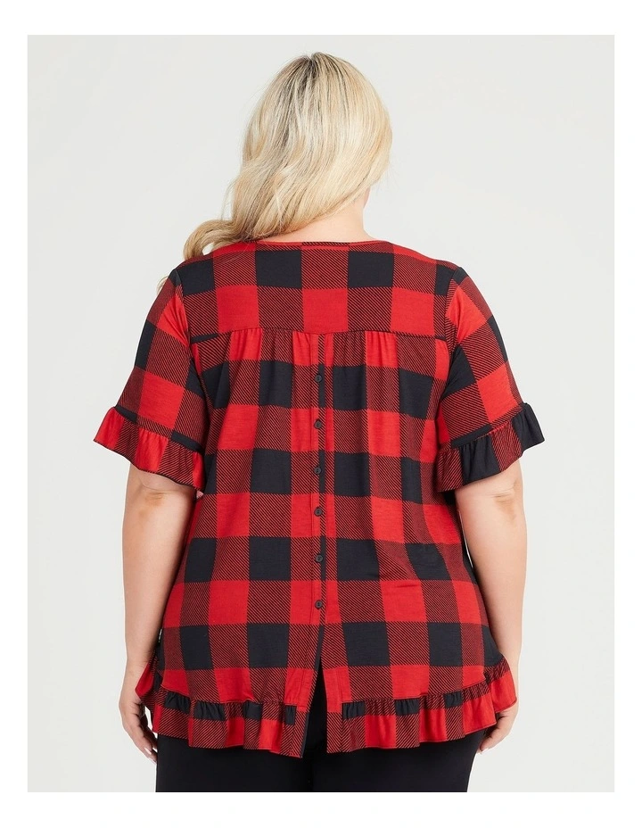 Taking Shape Check Ruffle Top in Red Multi | MYER
