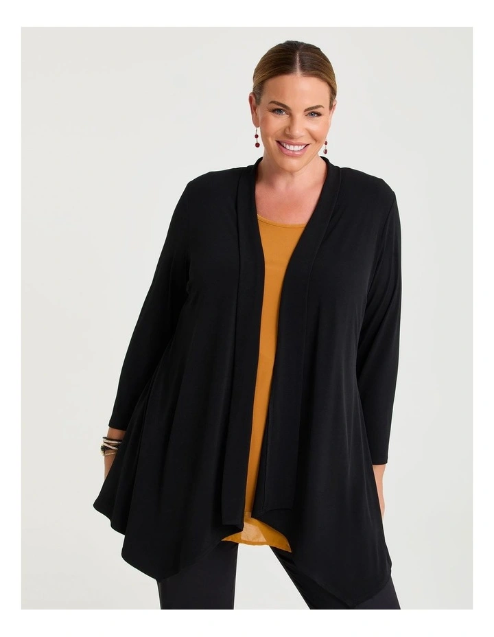 Luna Drape Cardigan in Black image 3