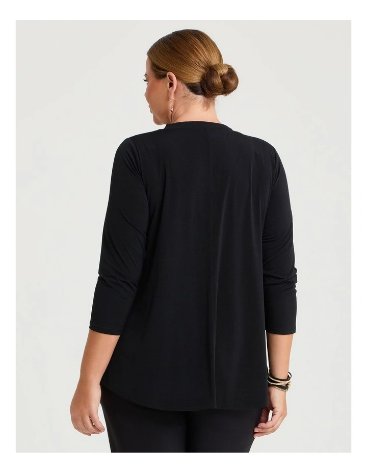 Katie Luna 3/4 Sleeve Top in Black image 2