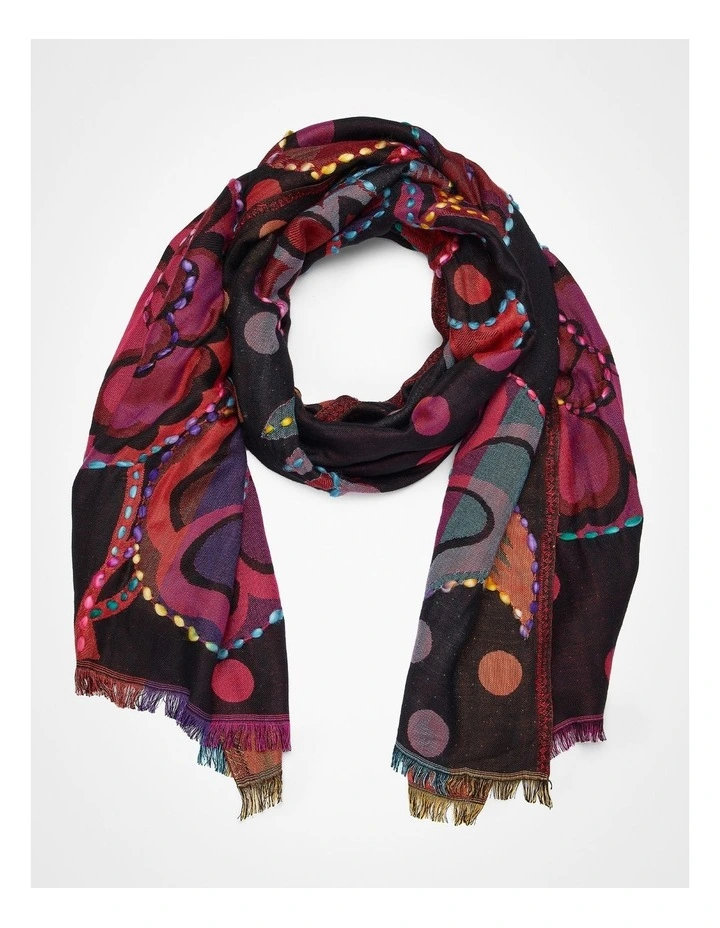 Embroidered Petal Scarf Multi image 1