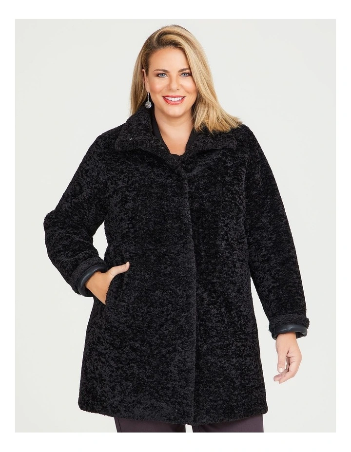 Reversible Shearling Coat in Black image 1