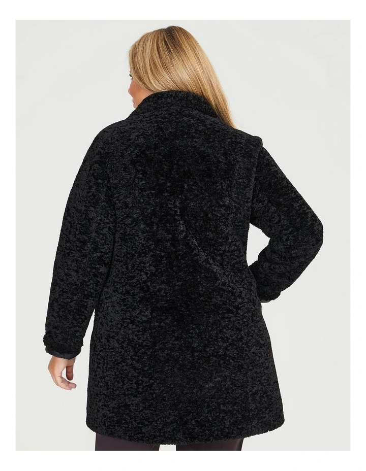 Reversible Shearling Coat in Black image 2