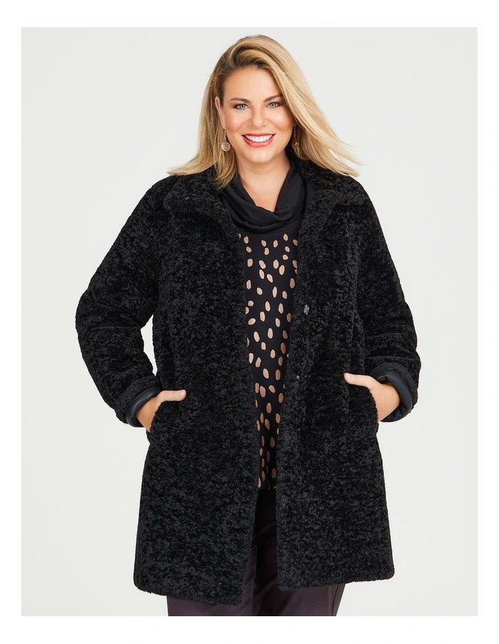 Reversible Shearling Coat in Black image 3