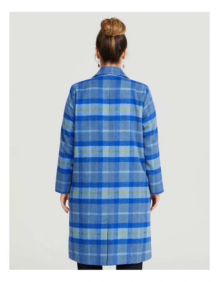 Wool Blend Check Coat in Multi image 2
