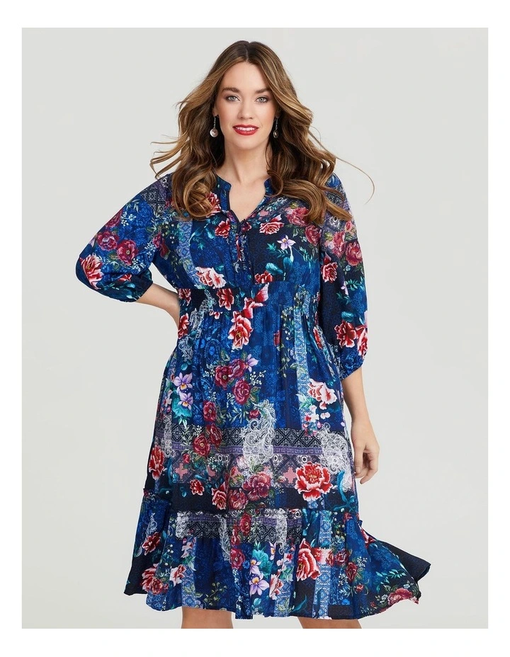 Natural Floral Dress in Multi image 1