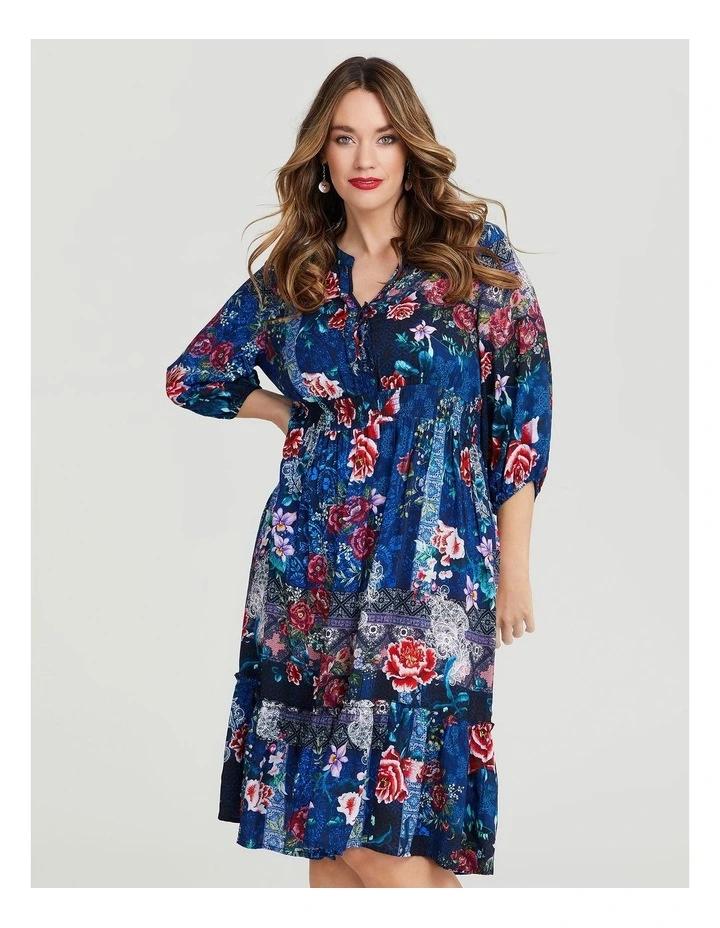 Natural Floral Dress in Multi image 3