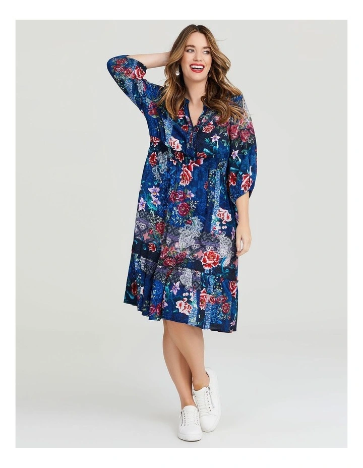 Natural Floral Dress in Multi image 4