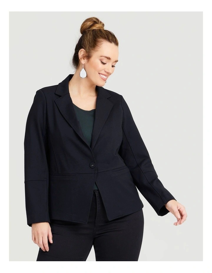 Classic Ponte Knit Blazer in Black image 1