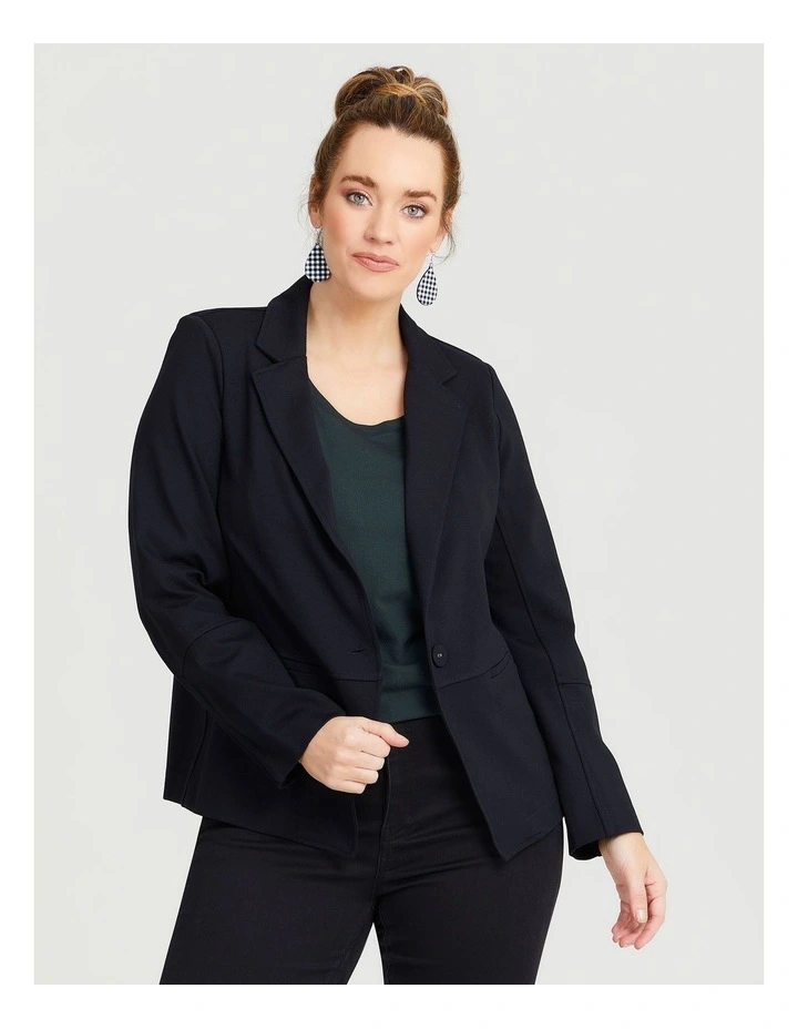 Classic Ponte Knit Blazer in Black image 3