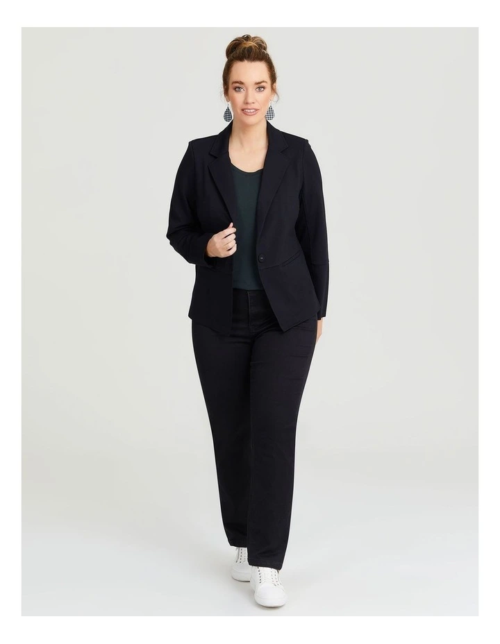 Classic Ponte Knit Blazer in Black image 4