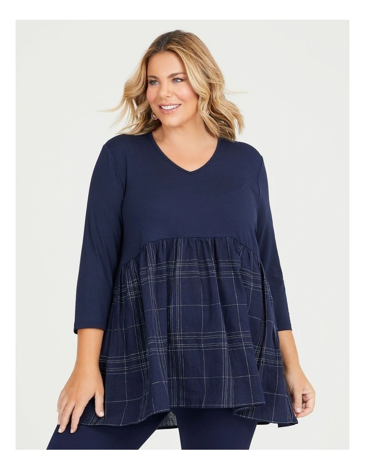 Natural Check Top in Blue image 1