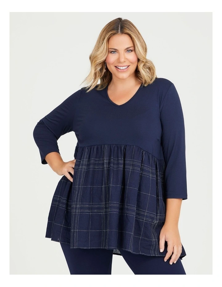 Natural Check Top in Blue image 3