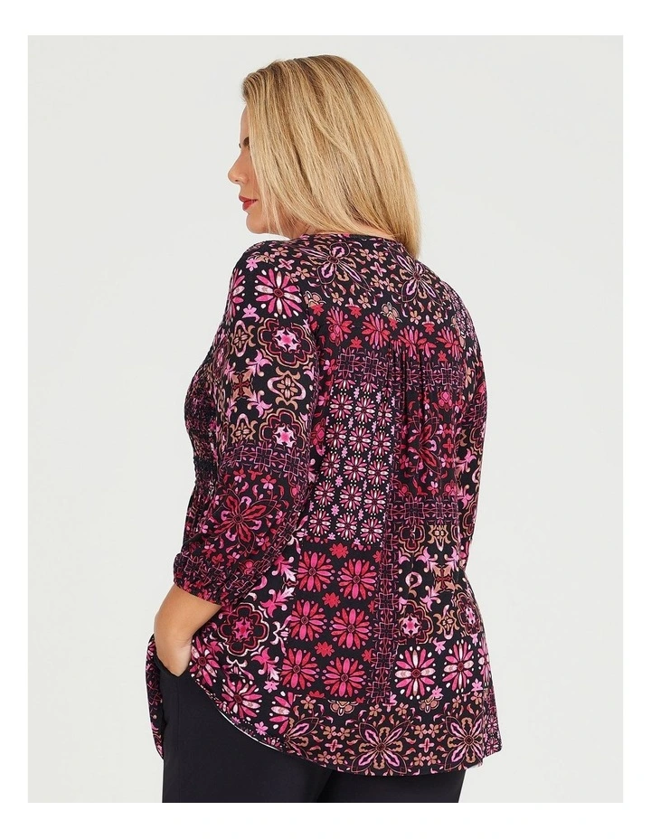 Natural Bittersweet Shirring Top in Multi image 2