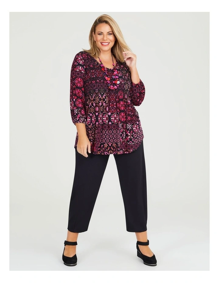 Natural Bittersweet Shirring Top in Multi image 4