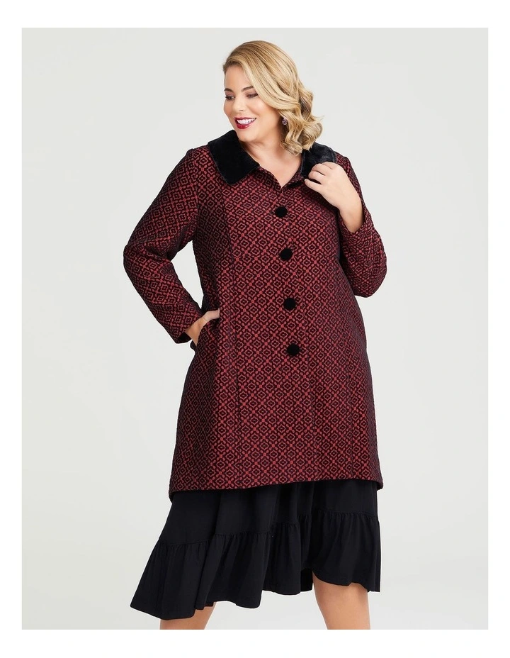 Ruby Jacquard Dress Coat Red/black image 1