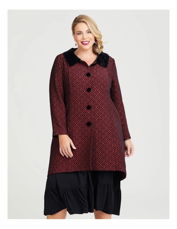 Ruby Jacquard Dress Coat Red/black image 3