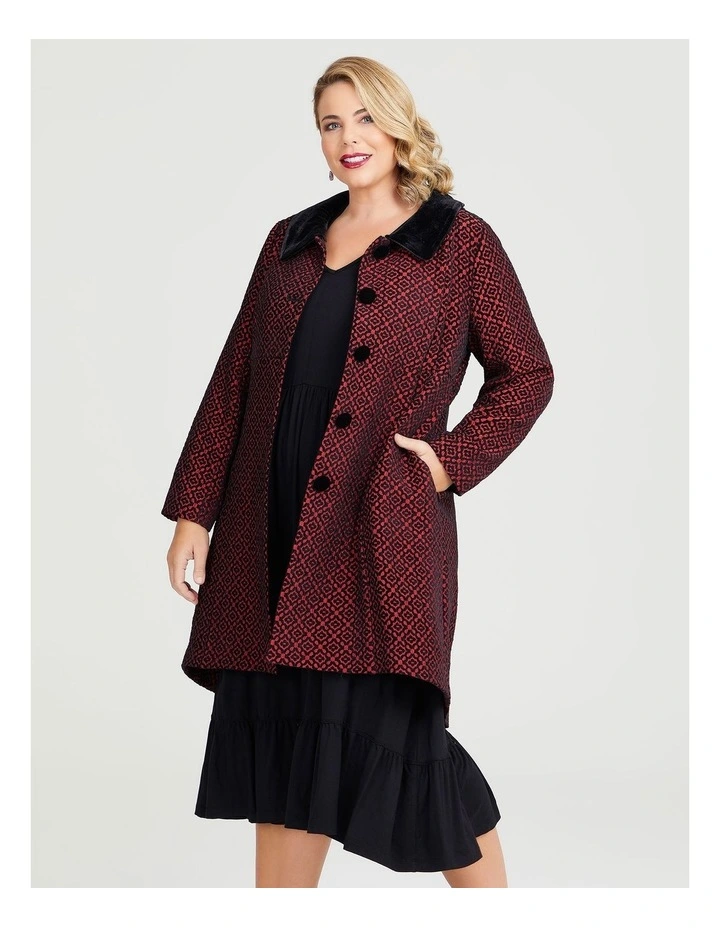 Ruby Jacquard Dress Coat Red/black image 4
