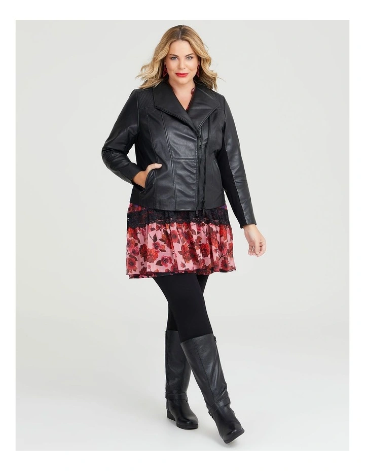 Leather Ponte Charlotte Jacket in Black image 4
