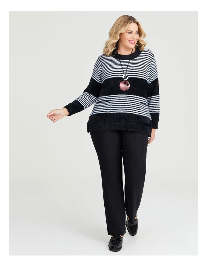 Fluffy Ombre Stripe Jumper Black/white image 4